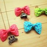Bow Necklace, Pink Polka Dot, Carriage