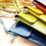 Iphone Case, Leather Bag With Strap, Lime Green