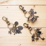 Charm Keychain, Glasses And Vintage Clock