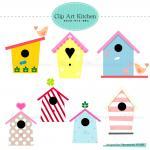 Printable Digital Clip Art : Love Bird House
