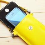 Iphone Case, Leather Bag With Strap, Yellow