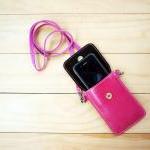 Iphone Case, Leather Bag With Strap, Pink
