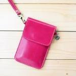 Iphone Case, Leather Bag With Hand Strap, Pink
