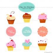 Printable Digital clip art : Cupcake and cupcake topper