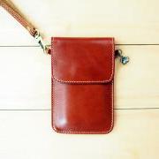iPhone case, Leather bag with hand strap, Natural Brown