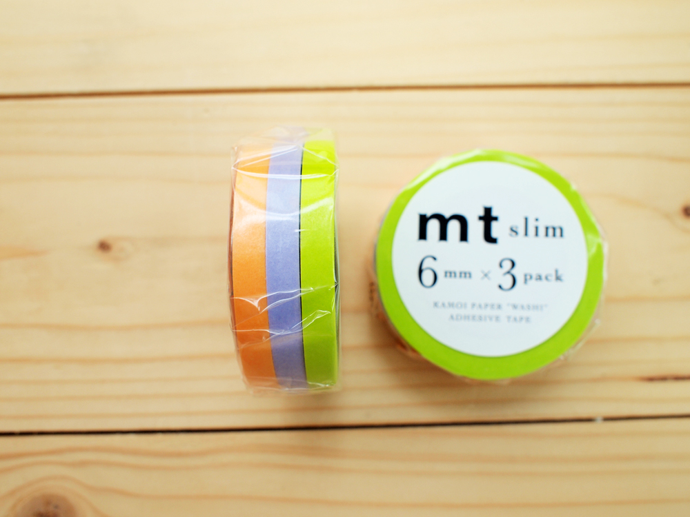Japanese Masking Tape, Slim Type, Lime Green, Apricot, Pale Wisteria
