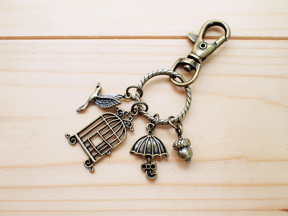 Charm Key Chain, Sweet Birdcage, Umbrella, Little Nut