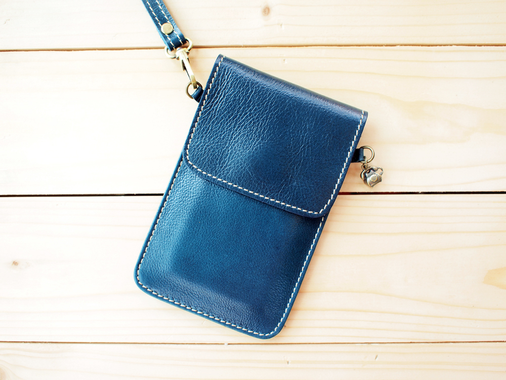 Iphone Case, Leather Bag With Hand Strap, Blue on Luulla